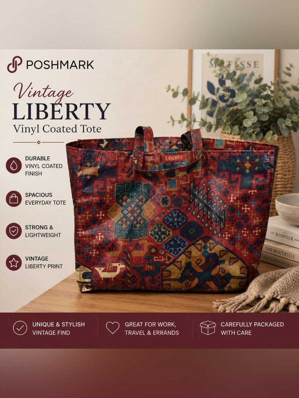 Vintage Liberty Vinyl Coated Canvas Tote